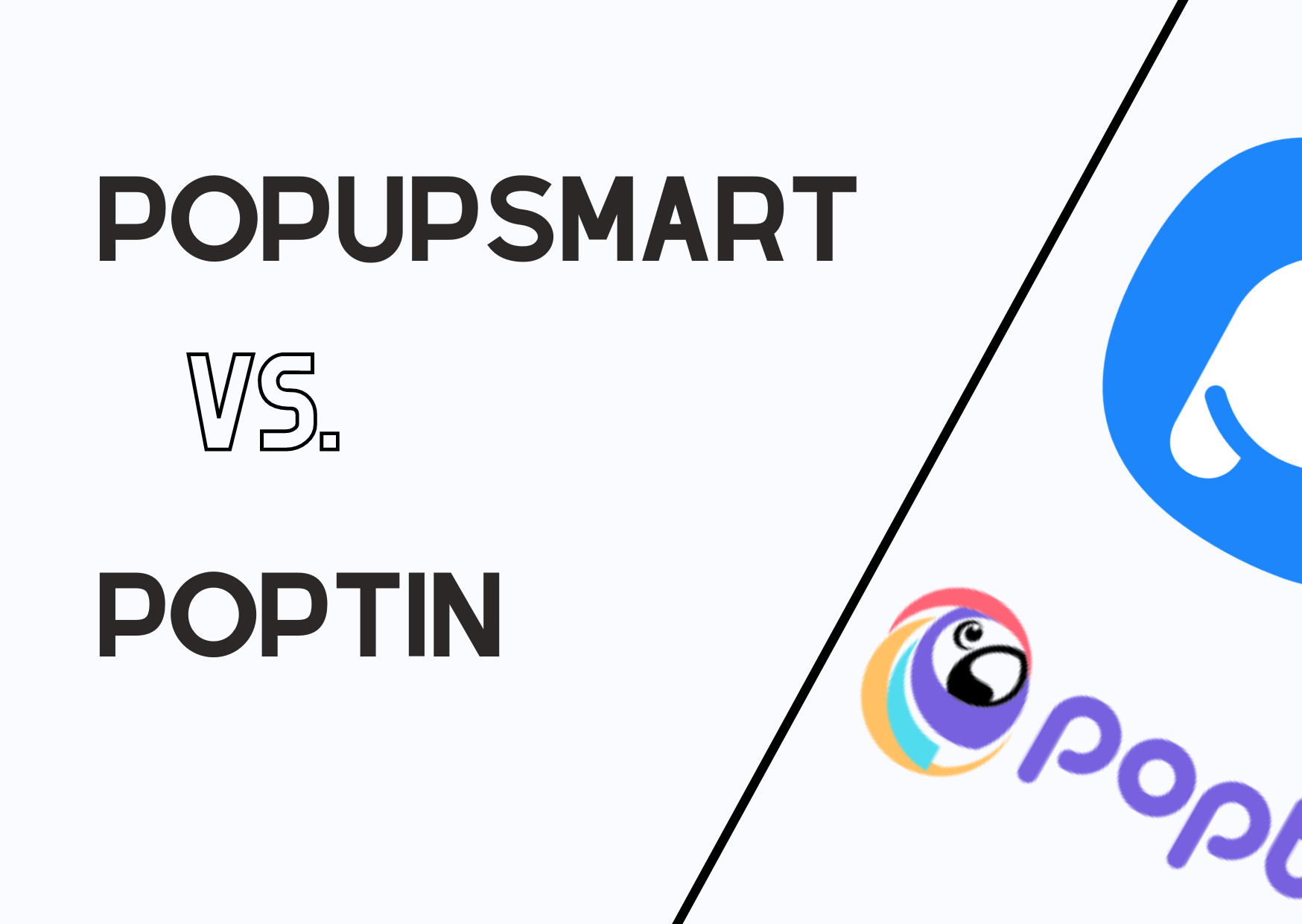 Popupsmart vs. Poptin with their logos 