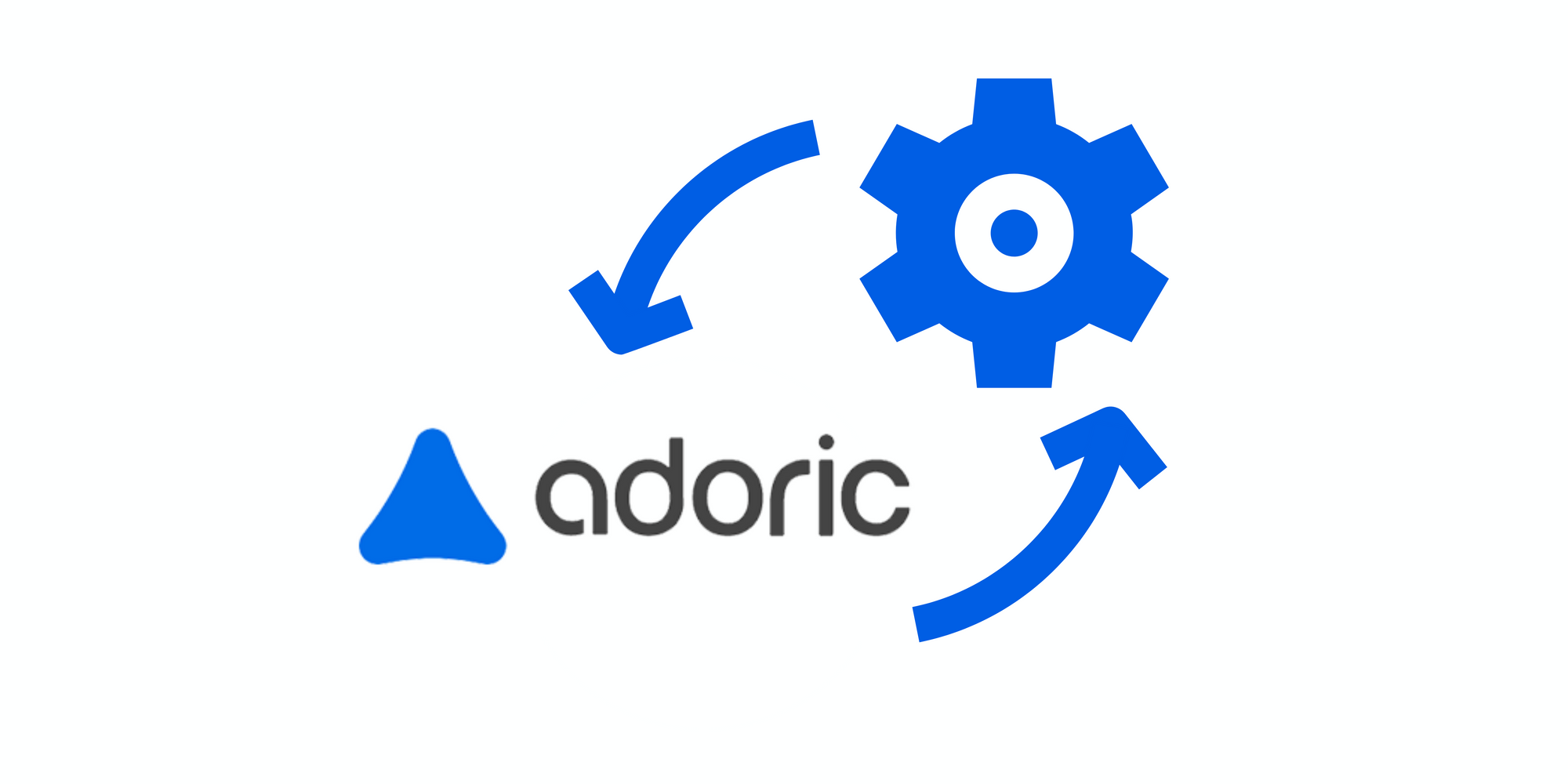 Adoric icon and a gear to tell its integrations on white background