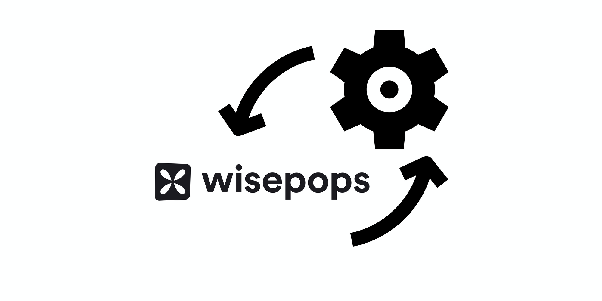 Wisepops icon and a gear to tell its integrations on white background