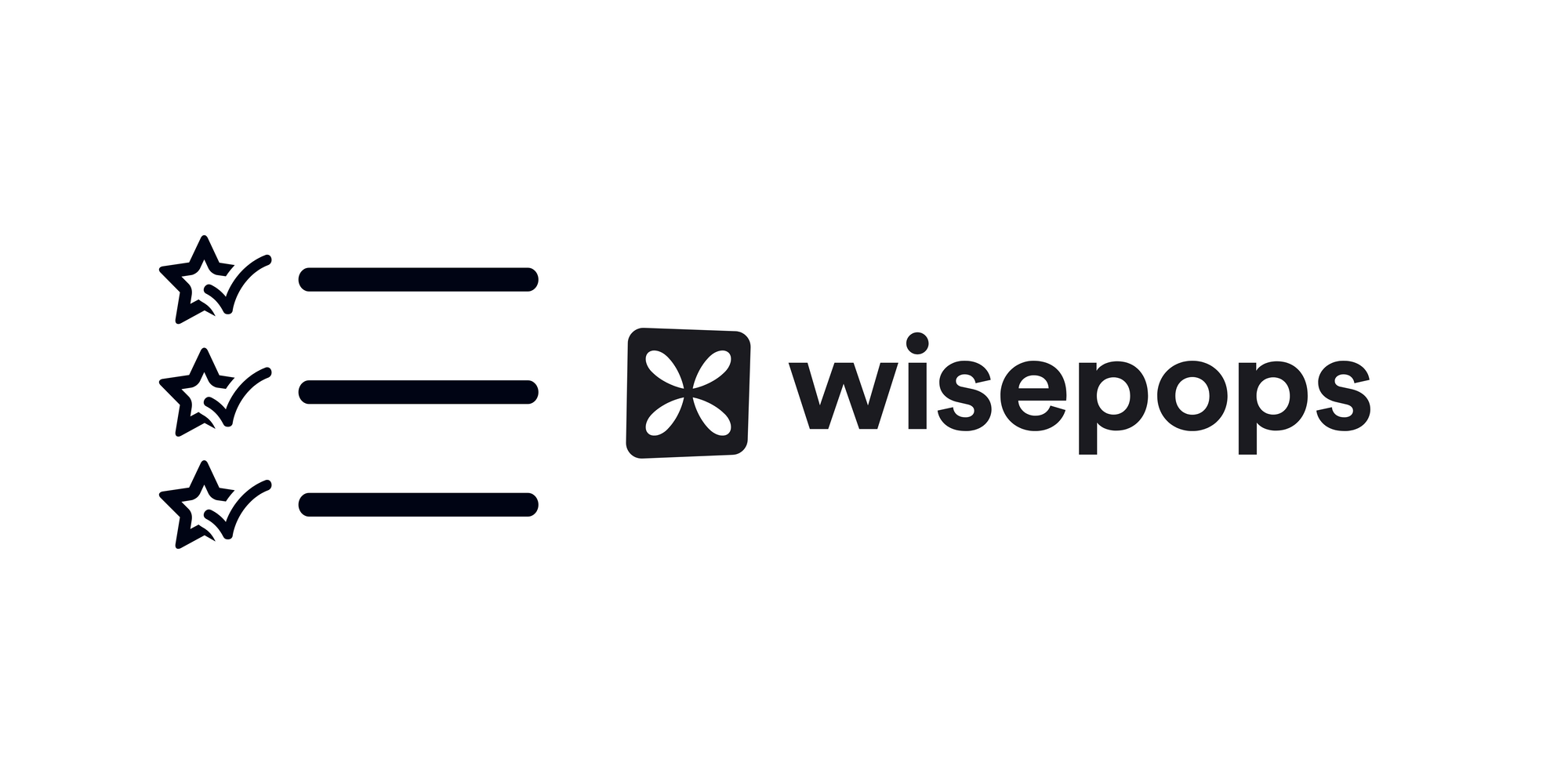 Wisepops icon and symbols to mention its features on white background