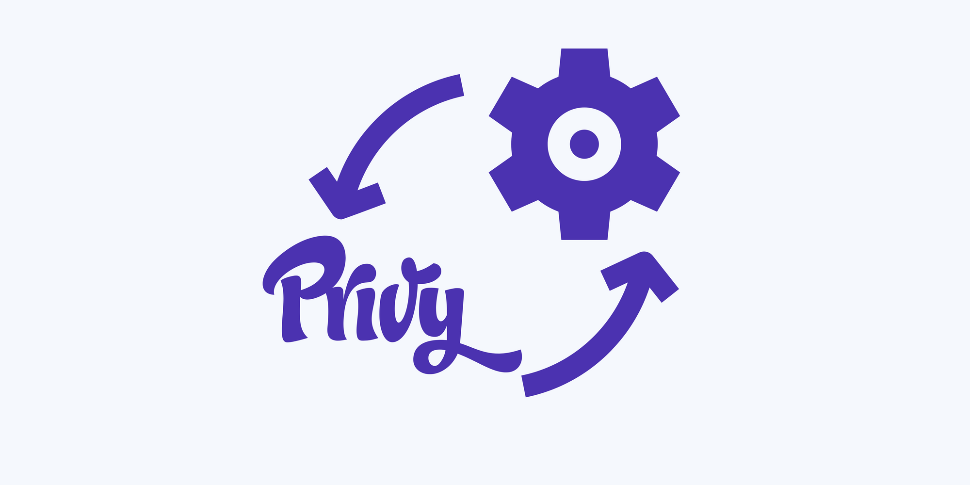 Privy icon and a gear to tell its integrations on blue background