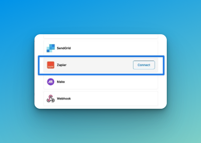 Choosing Zapier among the choices on Popupsmart dashboard
