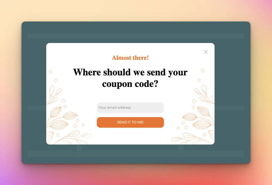 Coupon code of OptiMonk on colorful background
