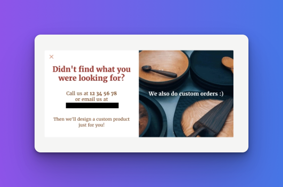 Sleeknote's personalization popup on blue-purple background