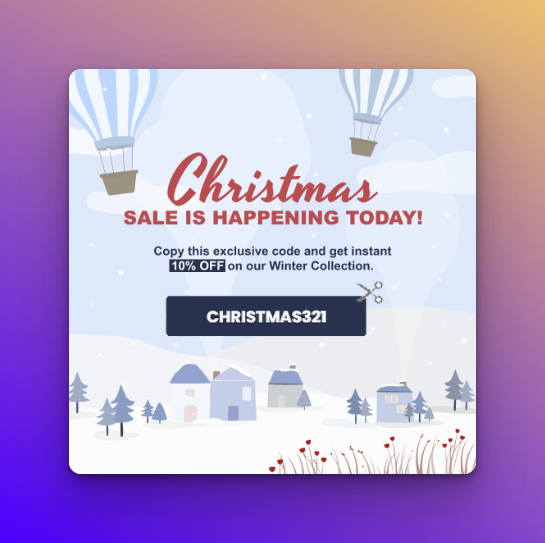 Poptin's Christmas popup with coupon code