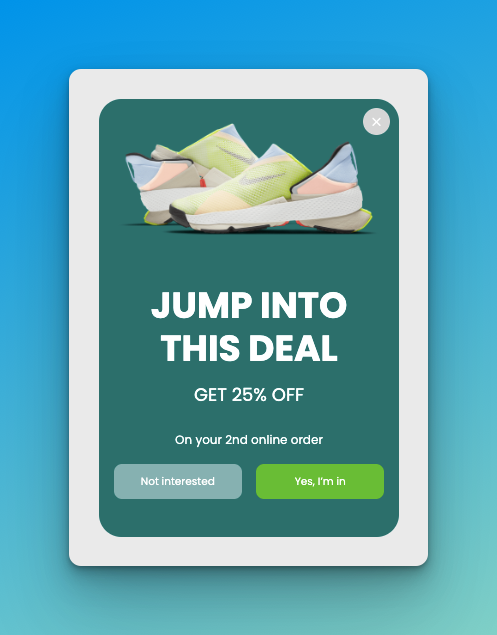 Special deal popup of Popupsmart on blue background