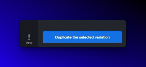 choosing the Duplicate the selected variation on Adoric