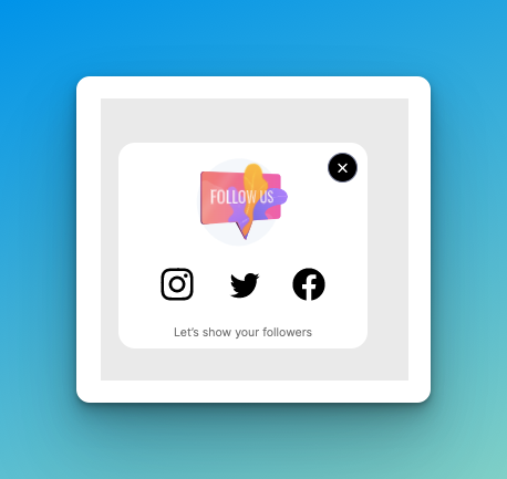 Social sharing popup of Popupsmart on bluish background