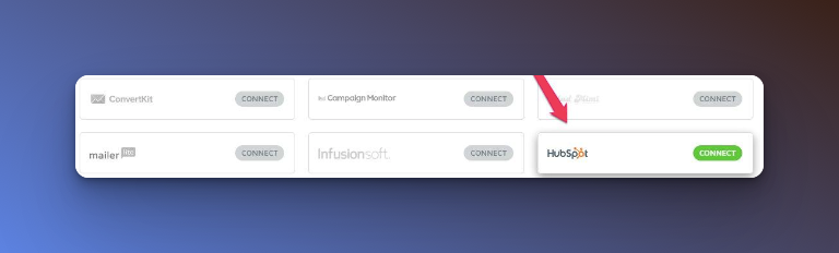 choosing to connect HubSpot among the choices for the integration with Sumo