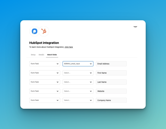 Filling the Match Fields of Popupsmart and HubSpot integration