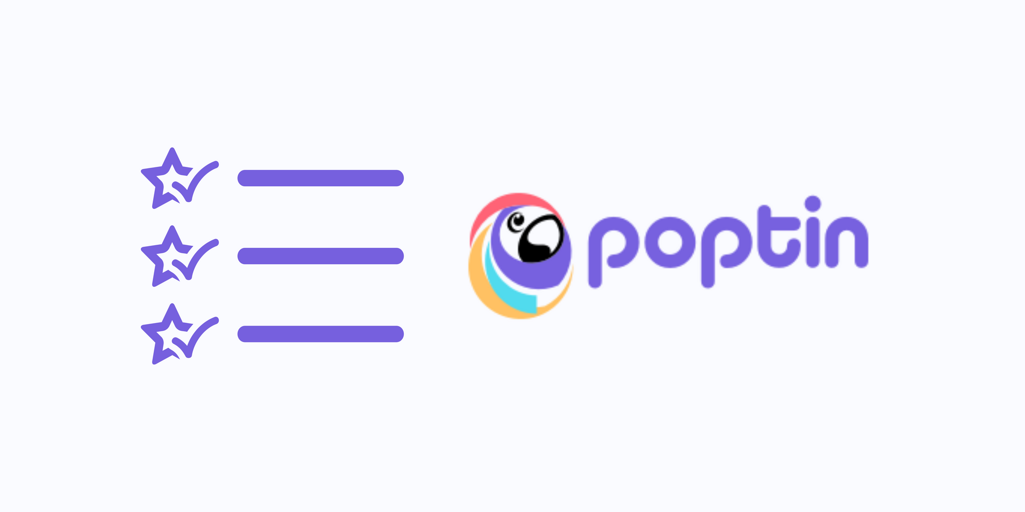 Poptin icon and symbols to mention its features on a fair background