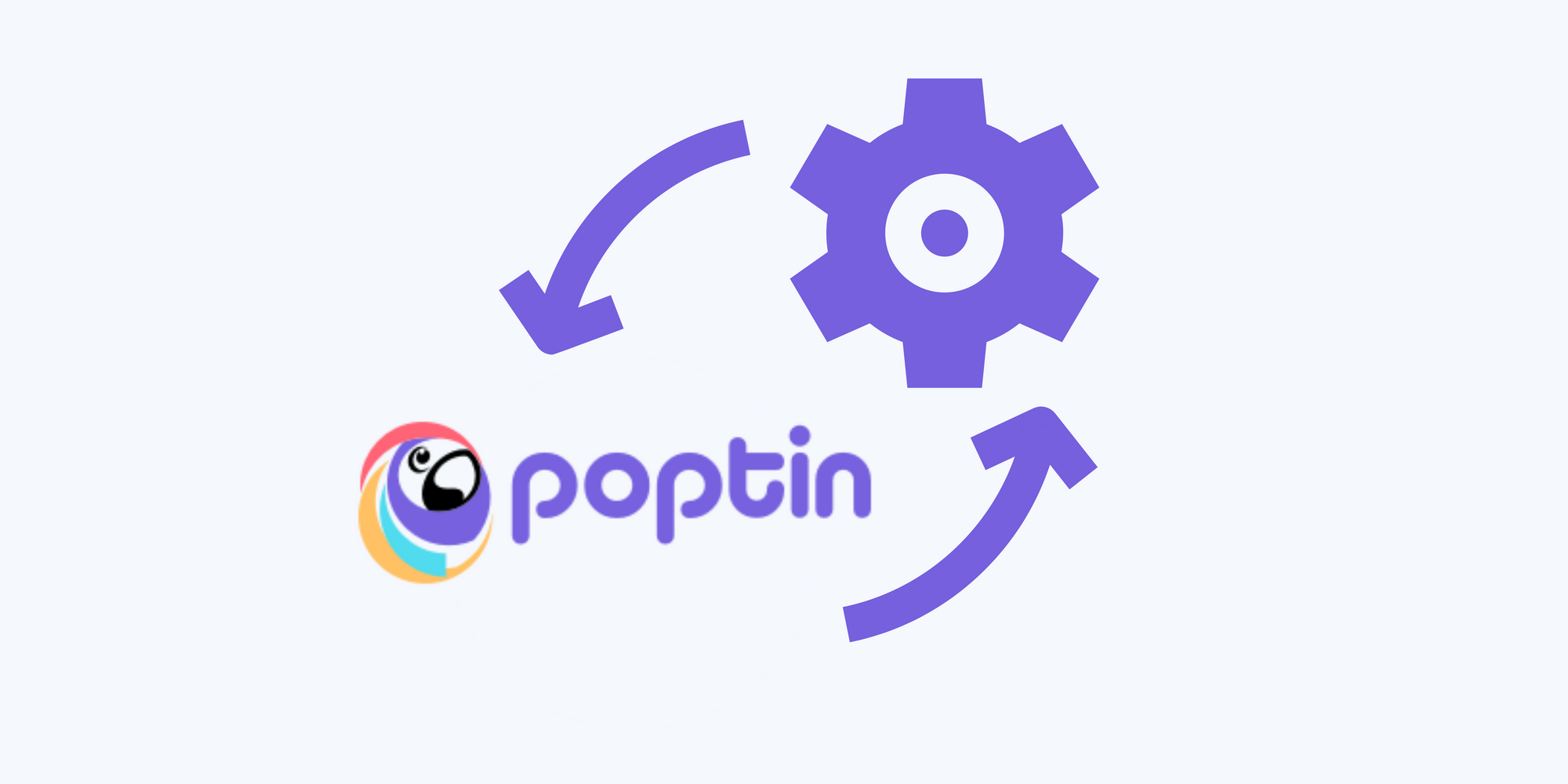 Poptin icon and a gear to tell its integrations on blue background