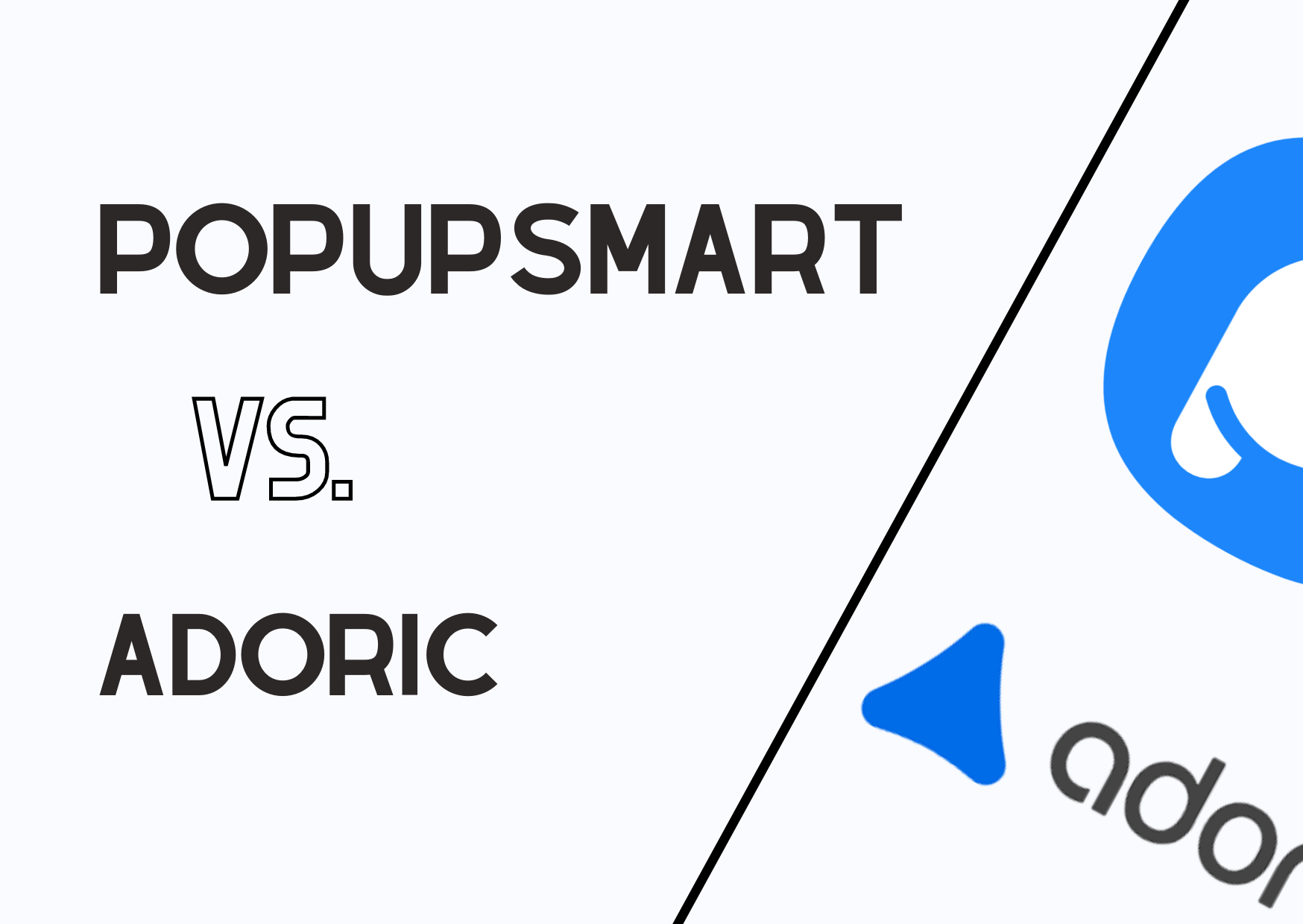 the comparison of Popupsmart and Adoric with their logos