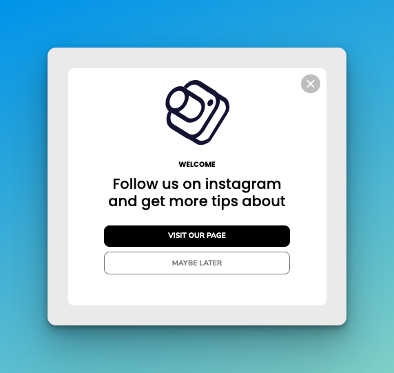 Popupsmart's Instagram sample popup on blue background