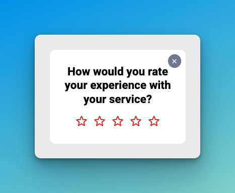 Rating popup sample of Popupsmart on blue background