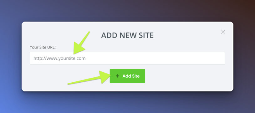 entering the site URL and adding a site button on Sumo