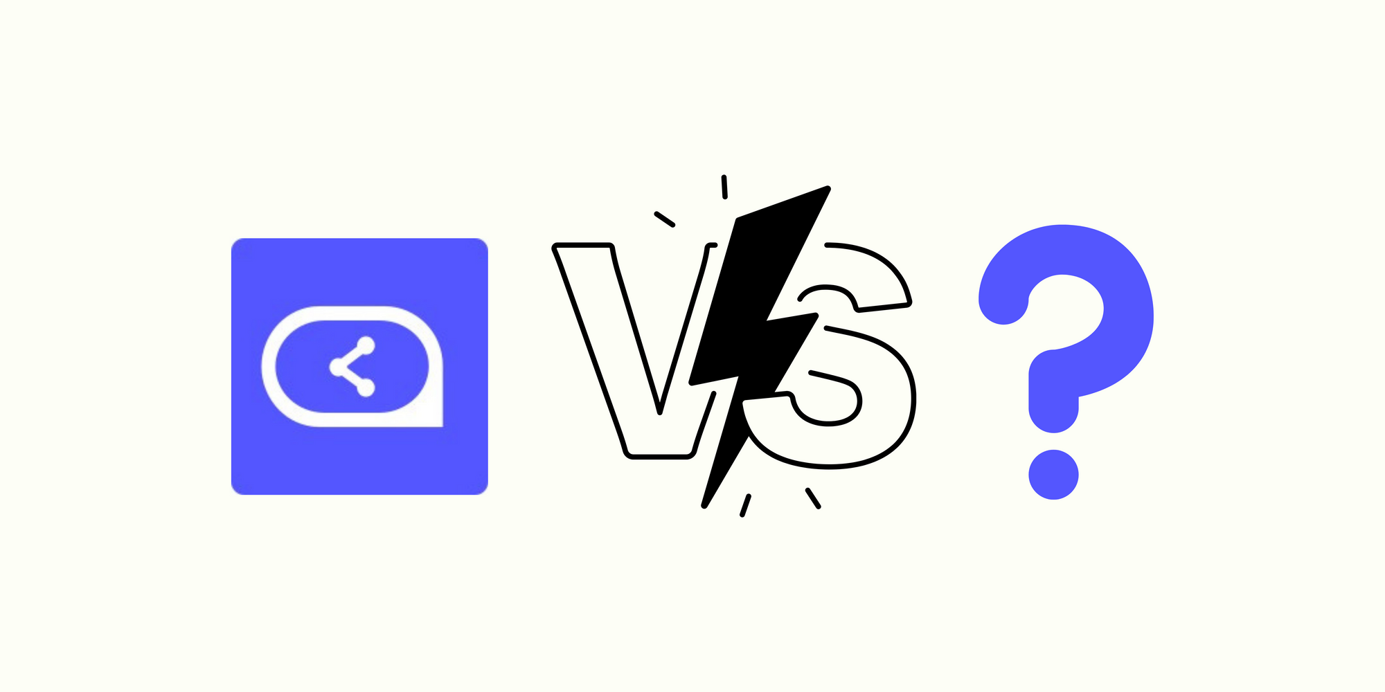 Sleeknote icon, versus symbol and a question mark to mention the alternatives on a fair background