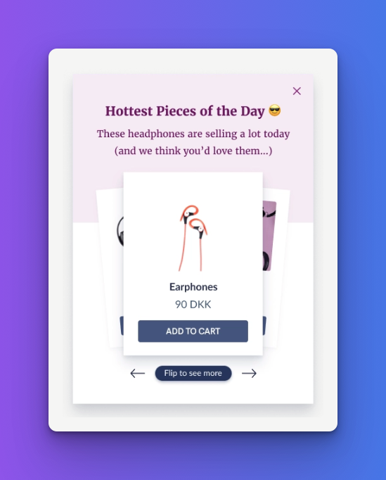 Sleeknote's promotion popup on purple-blue background