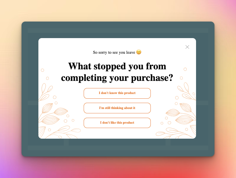 OptiMonk's feedback popup on colorful background