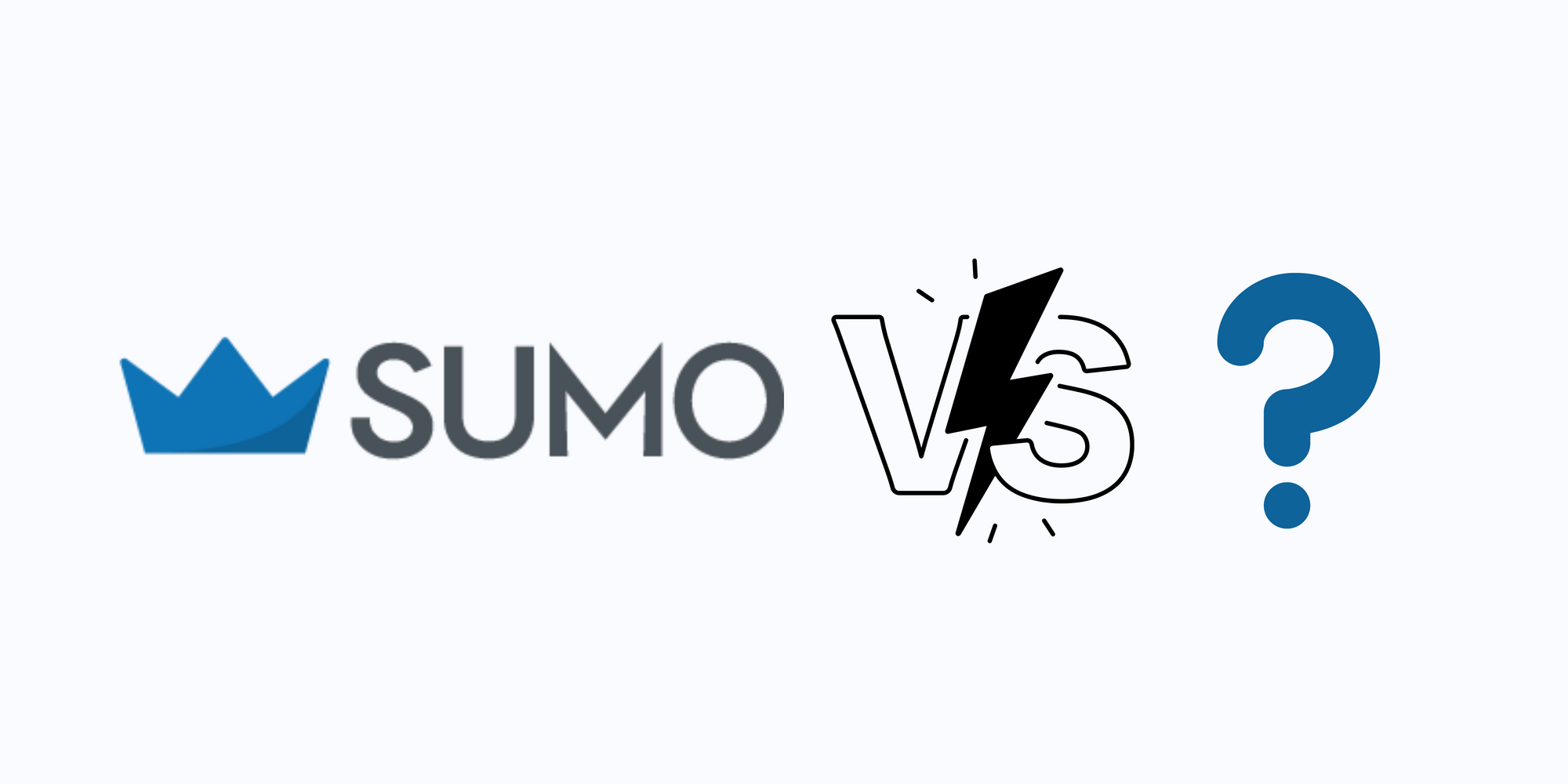 Sumo icon, versus symbol and a question mark to mention the alternatives on blue background
