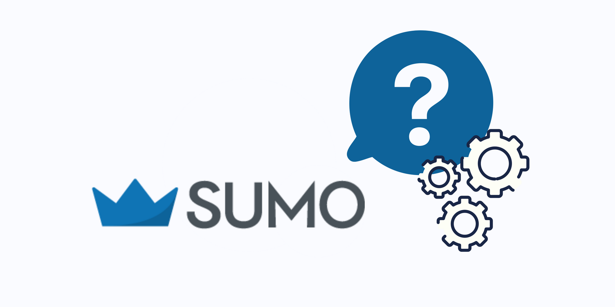 Sumo icon, a question mark and settings icon on blue background