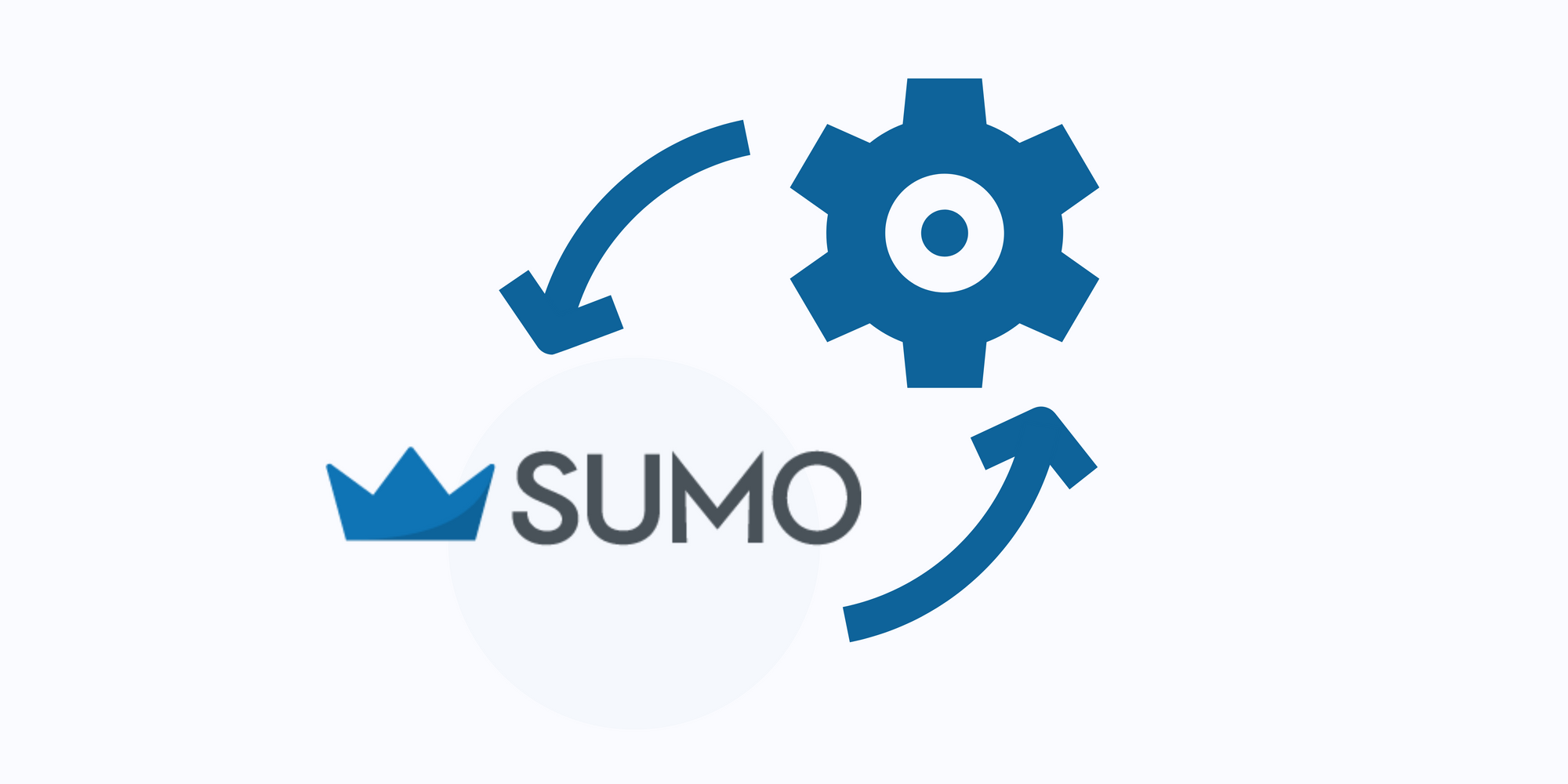 Sumo icon and a gear to tell its integrations on blue background