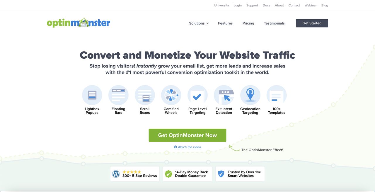 the homepage of OptinMonster