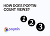 The cover of counting views on Poptin with numerical icons and the Poptin logo on a fair background