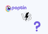 Poptin logo, versus icon, question mark on a blue background