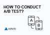 The cover of conducting an A/B test with an A/B icon and the Adoric logo