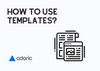 The cover of using templates on Adoric with the templates icon and the Adoric logo