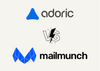 the cover of Adoric and Mailmunch with their logos on a fair background