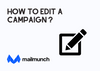 The cover of editting a campaign on Mailmunch with a pen and blank page icon and the Mailmunch logo