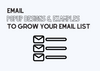 The cover of Email popup designs & examples on fair background with the icon of email list