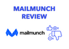 Mailmunch review feature image with the logo, thumbs-up & thumbs-down, plus & minus
