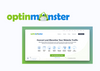 Homepage of OptinMonster on a green and blue background
