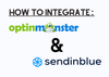 The cover of OptinMonster and SendinBlue integration with their logos and 'How to Integrate' title