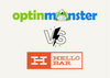 OptinMonster vs Hello Bar comparison cover with their logos on a fair background