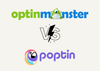 OptinMonster vs Poptin cover to compare two popup builders in terms of differences and similarities