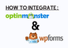 The cover of OptinMonster and WPForms integration with their logos and 'How to Integrate' title
