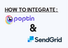 The cover of Poptin and SendGrid integration with their logos and 'How to Integrate' title
