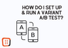 The cover of setting up and running a variant A/B test with related icon and the OptiMonk logo