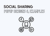 The cover of social sharing popup designs & examples with the icon of social media channels on fair background